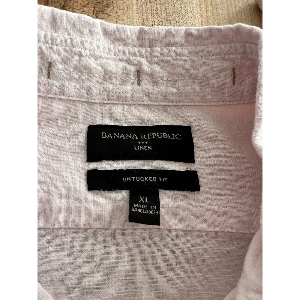 Banana Republic Men's Long Sleeve Button Up Linen Untucked Fit Light Pink XL - Picture 3 of 7